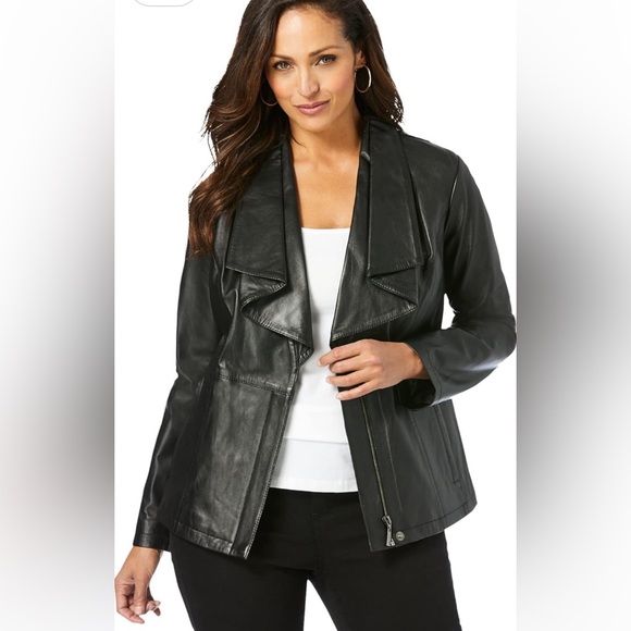 NEW Women's Black Leather Jacket - Picture 6 of 9